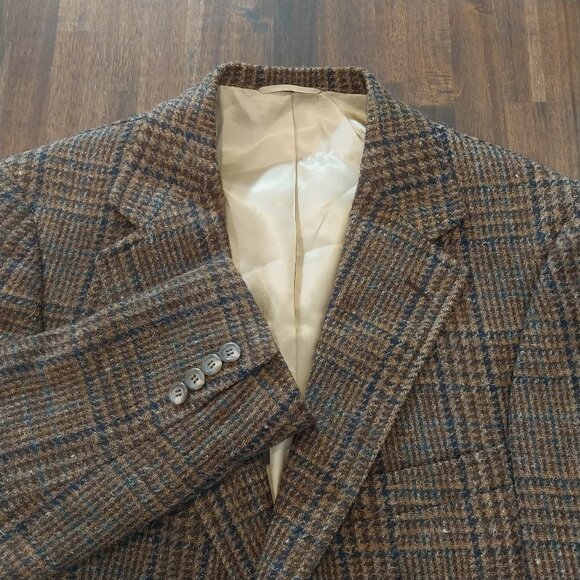 VTG Polo University Ralph Lauren Blazer 38 R Brown Plaid Scottish Tweed Blazer.